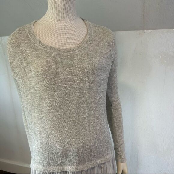 Abercrombie & Fitch Oversized Sparkling Knit with Pleated Chiffon Hem Sweater - Picture 5 of 13